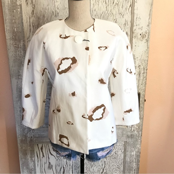 Massimo Dutti Cropped Oversized Blazer Jacket White 6 - Picture 5 of 16